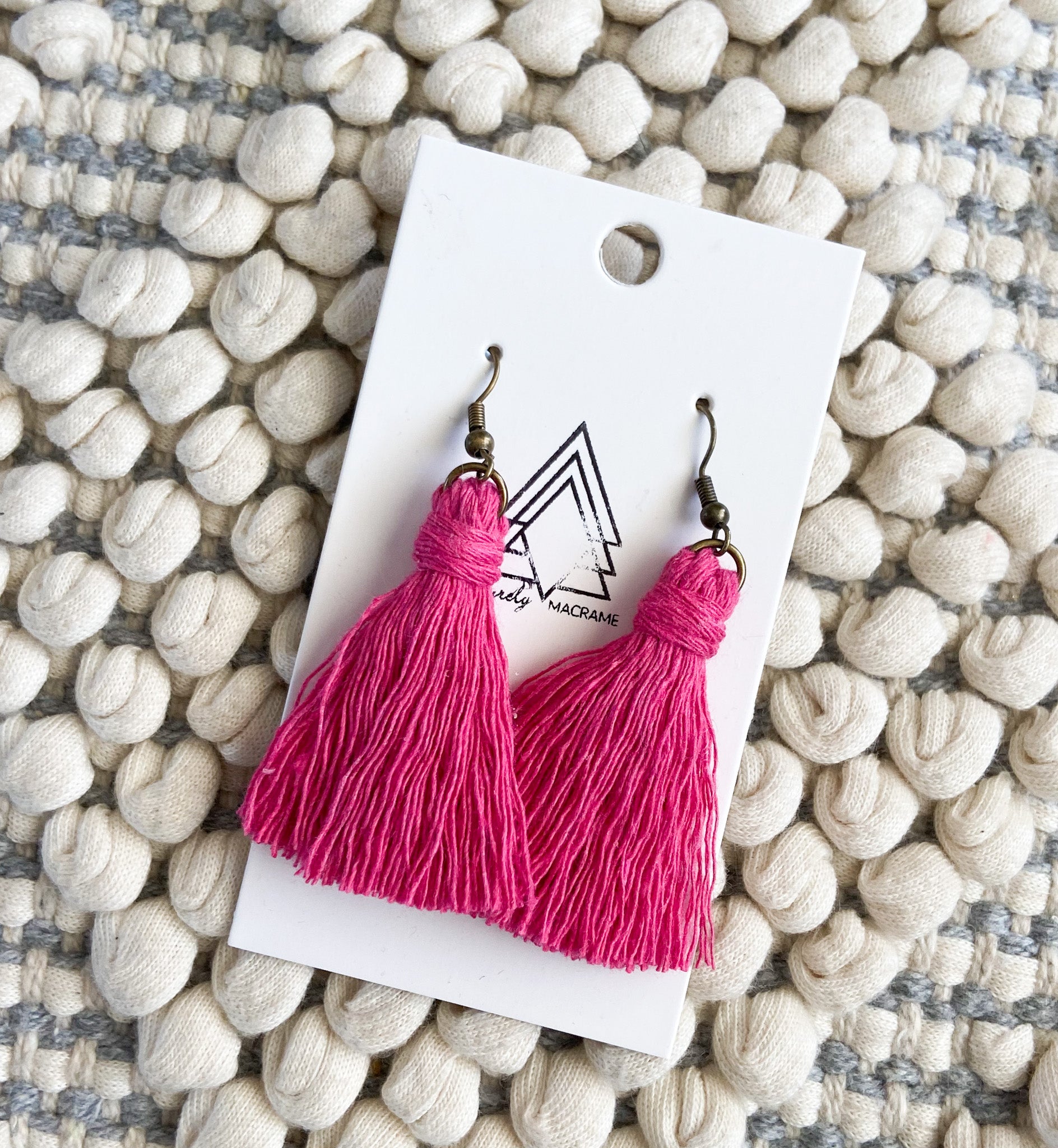 Hot pink tassel on sale earrings