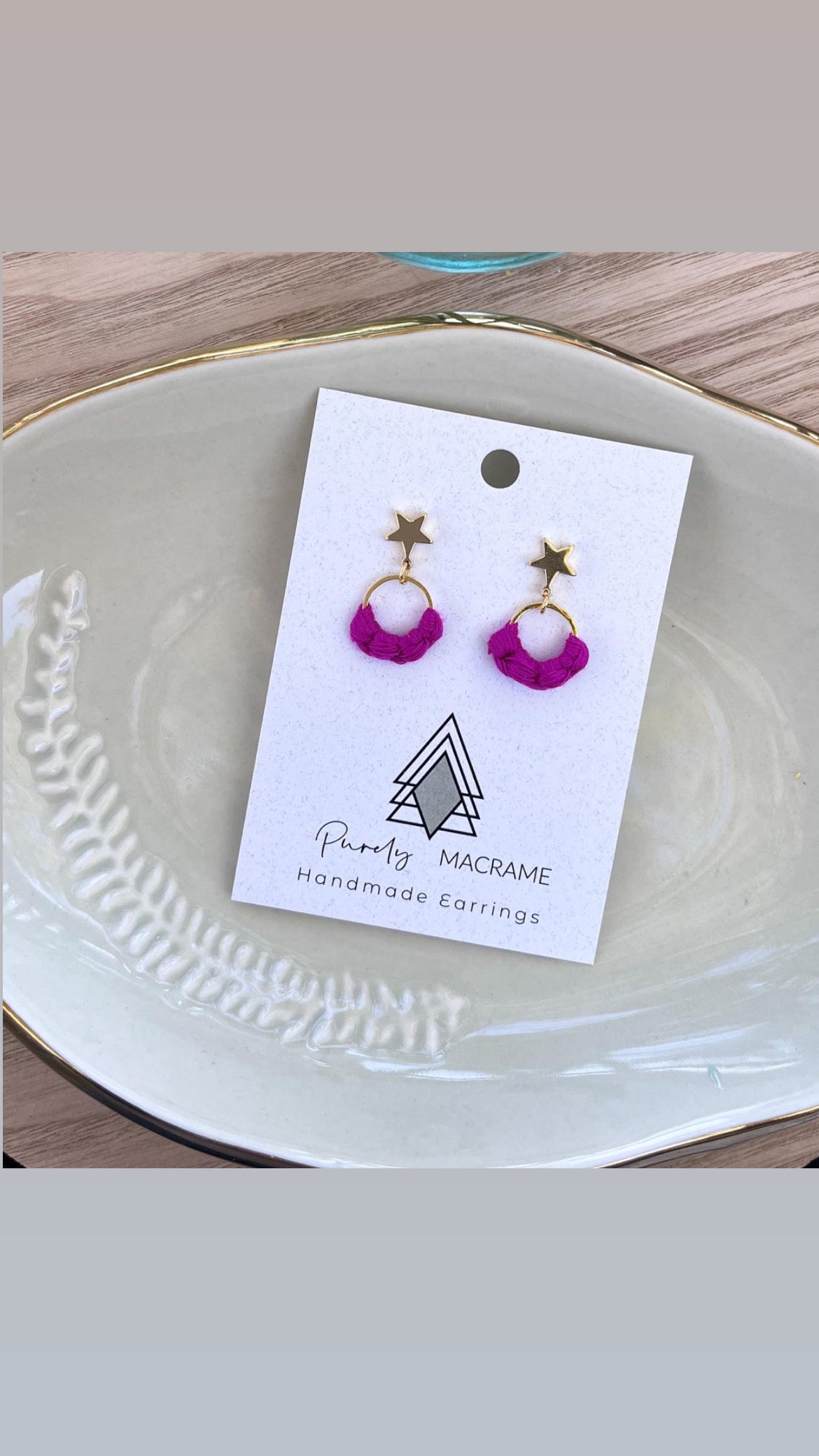 Gold & Fuchsia Star Stud Earrings